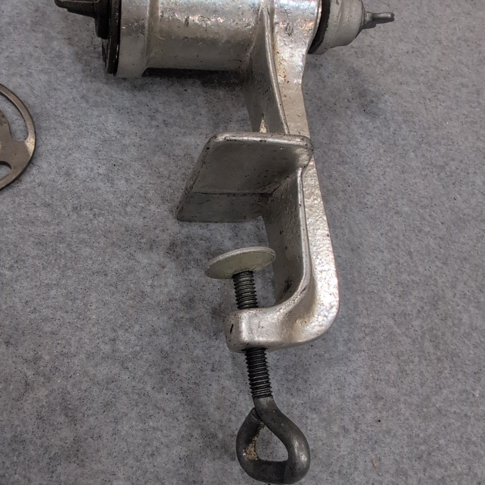 Keystone No 2 Manual Meat Grinder Vintage Silver Cast Metal Hand Crank Clamp On - Picture 3 of 6